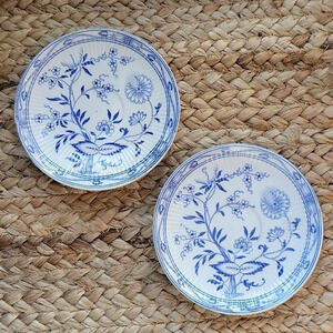 VINTAGE English Botanical Saucers, Set Of Two, England